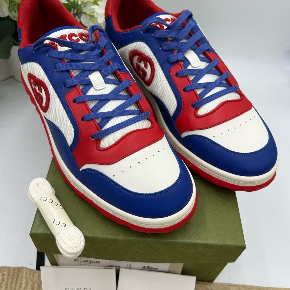 Men's Gucci Mac 80 leather low top sneakers size 13 made in Italy